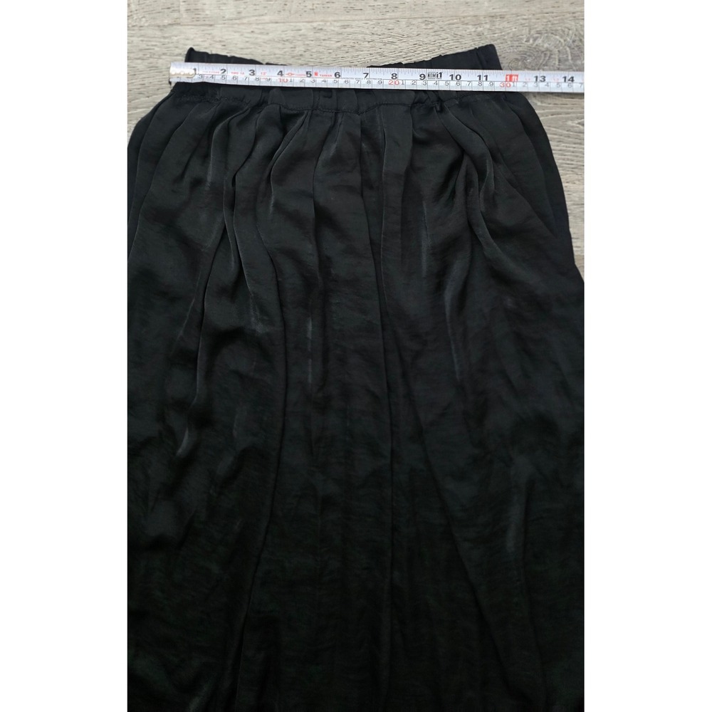 Life‎ Styler Black Pleated Midi Skirt Elastic Waist Satin Sheen Womens Size M - Picture 5 of 6